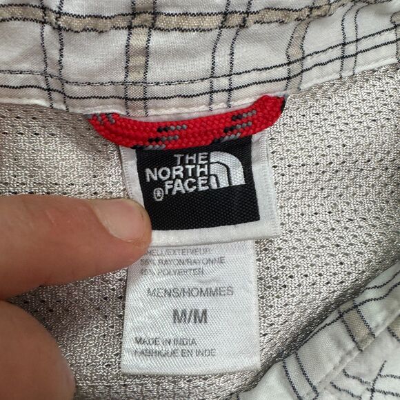 The North Face Y2K Button Down Shirt Mens Medium White Brown Plaid Short Sleeve - Picture 6 of 11